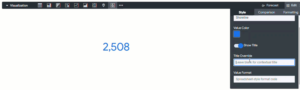 use tile override in the style menu of a single value visualization123.gif