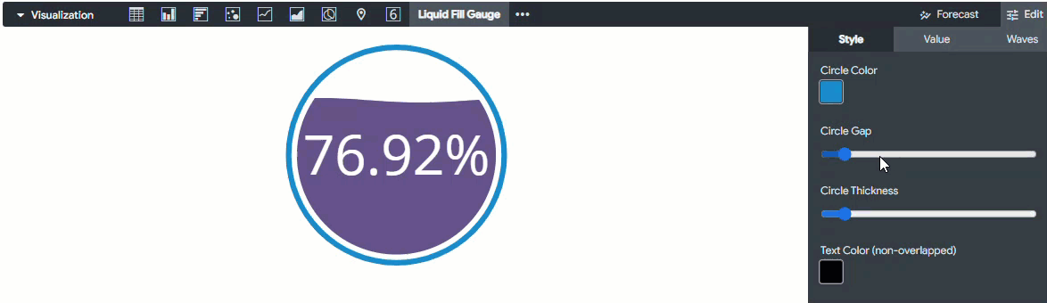 adjust circle gap in style menu of a liquid fill gauge visualization123.gif