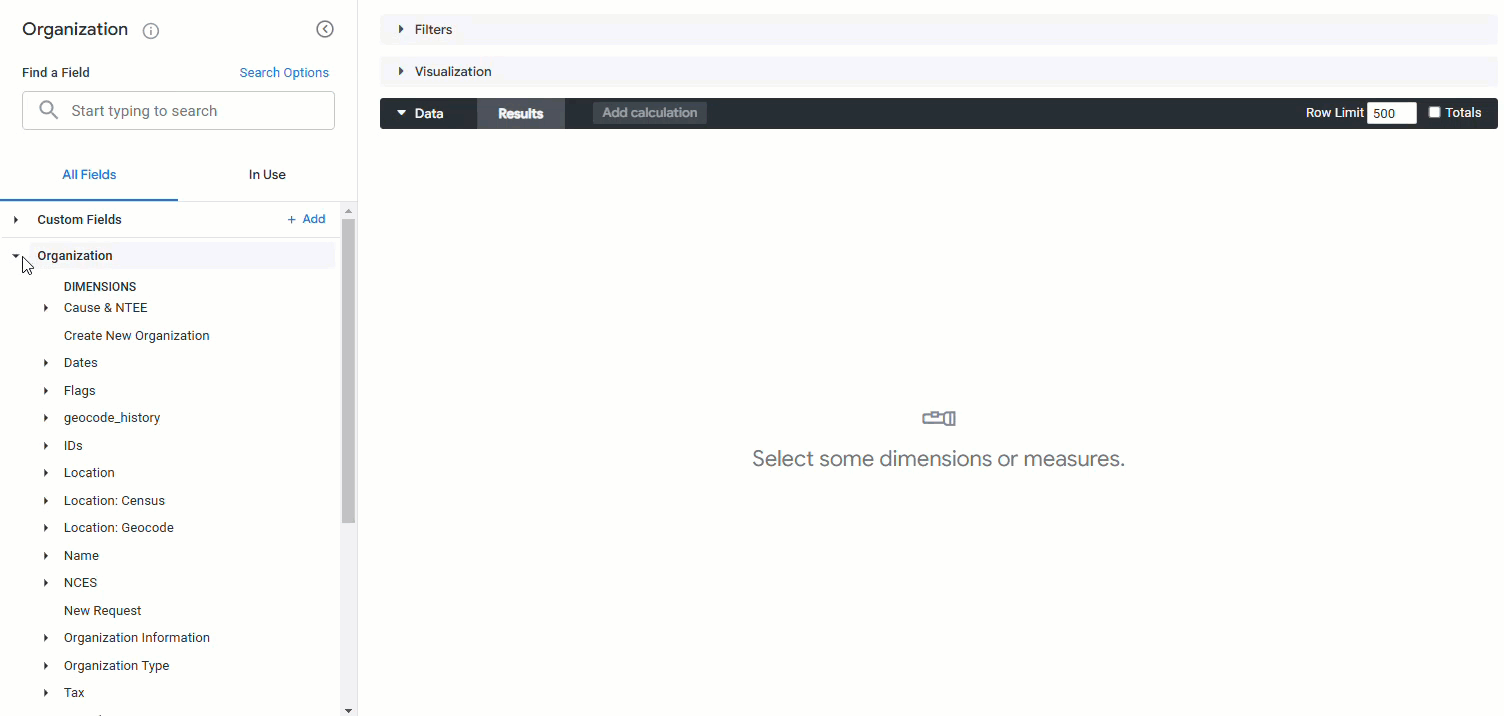 select data fields in an explore.gif