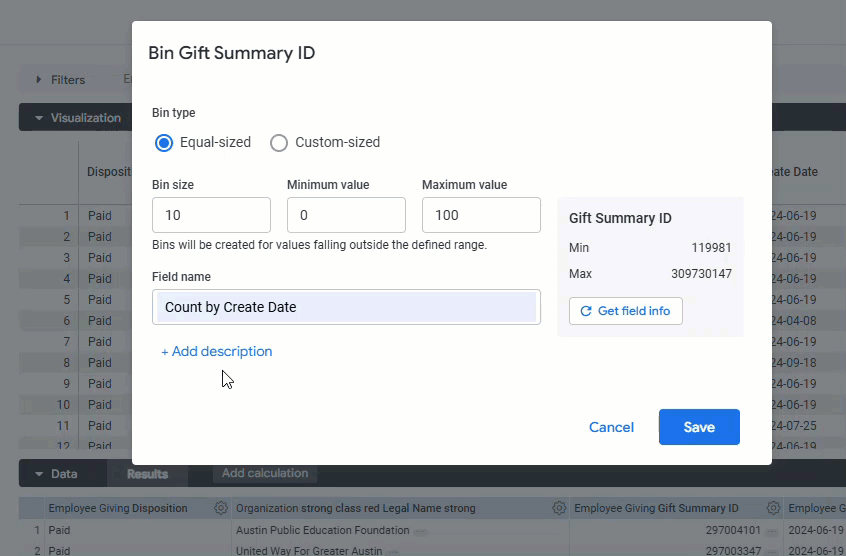 update description in a bin gift summary in an explore.gif
