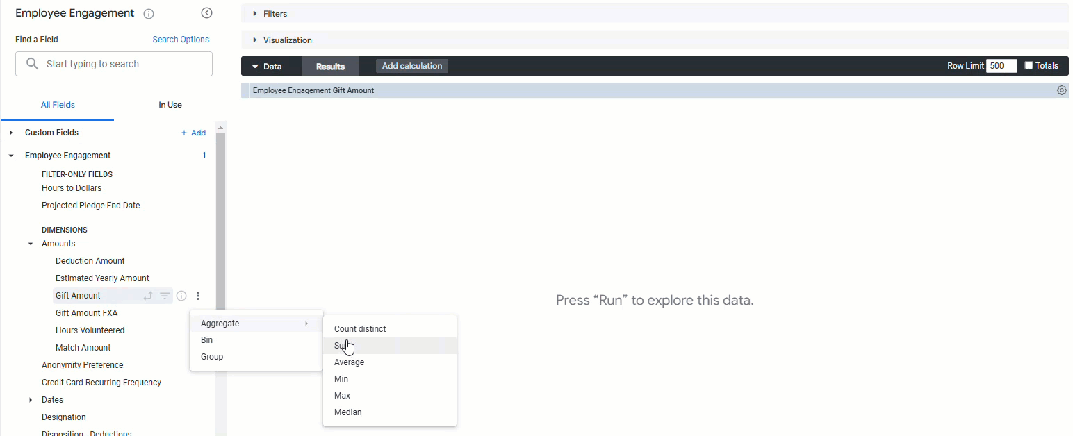 View the Addition to Querry from dimensions elipsis menu in an explore.gif