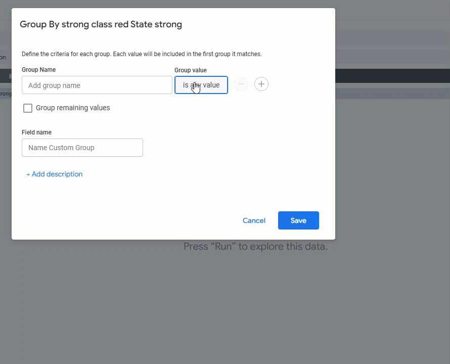 filter by specific values in custom group conditions in an insights explore..gif