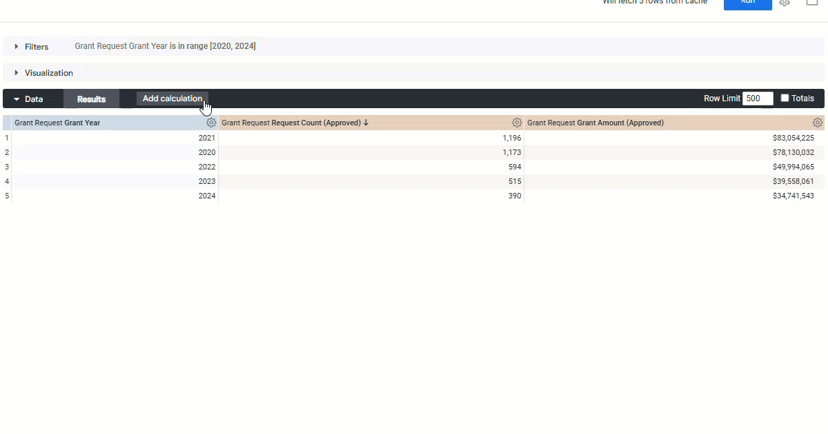 click add calculation or add from column in an Explore.gif