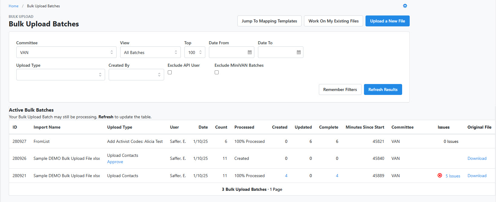 How do I Review and Approve a Bulk Upload?