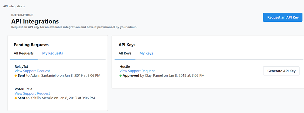 How do I request and approve API Keys?