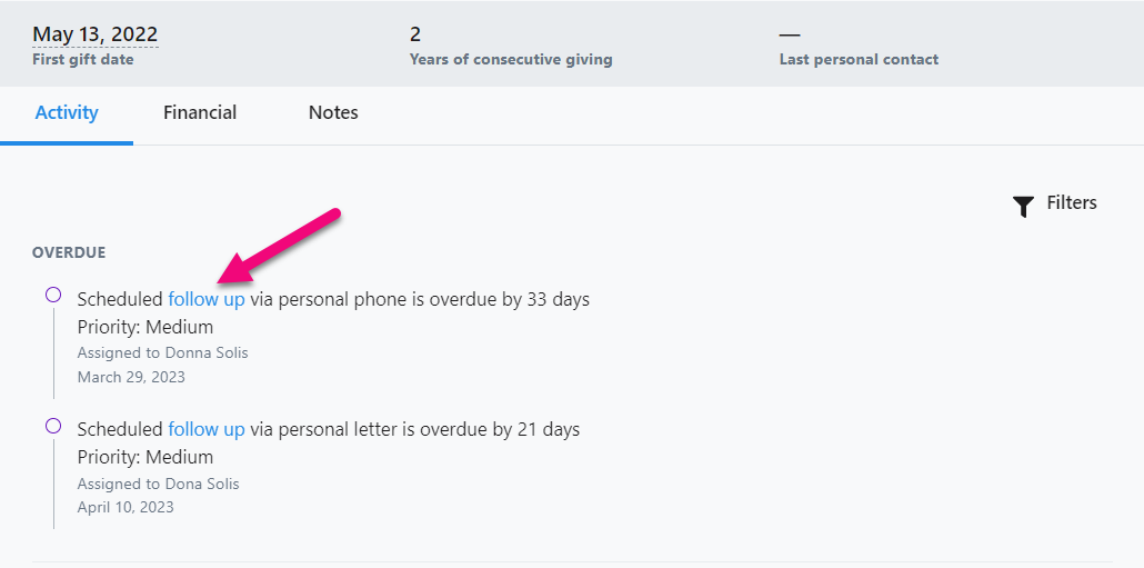 How to: Add and use contact Follow Ups