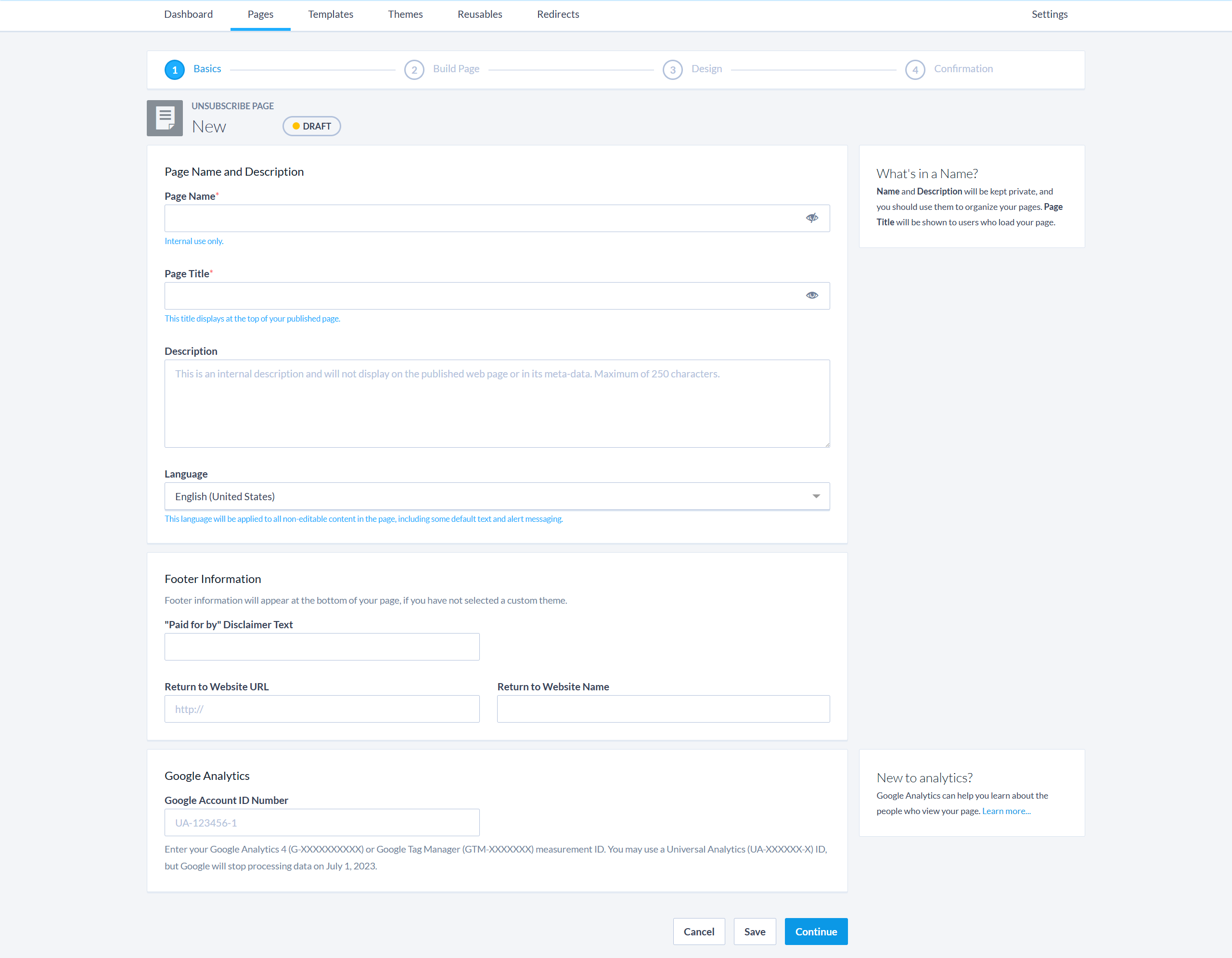 How do I create a custom Unsubscribe Page?