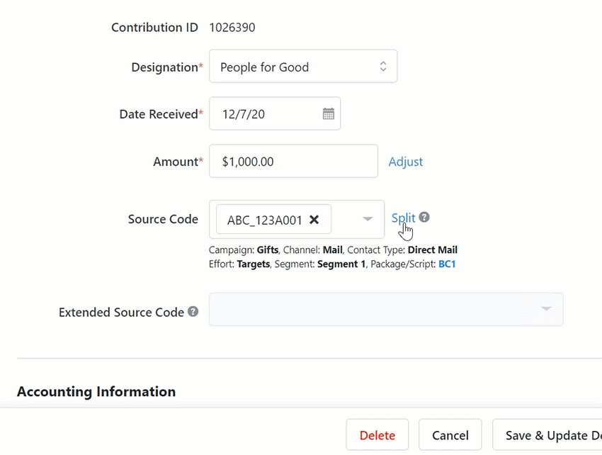 How to: Enter and Track Split Contributions