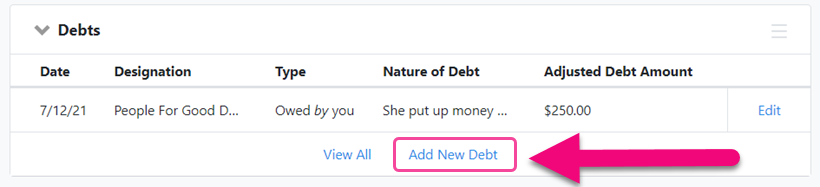 How to: Track Debts and Loans for Disclosure Reporting