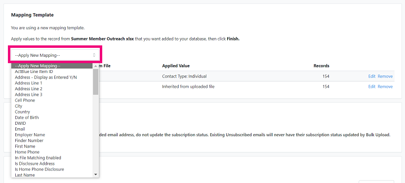 How do I map and apply data in Bulk Upload?