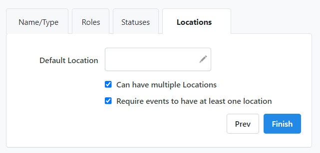 How to: Add Event Types, Event Roles, and Locations