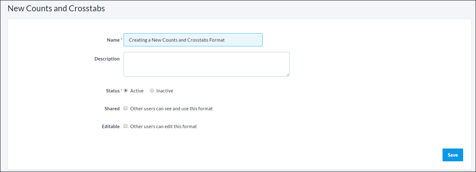 How to: Create a Counts and Crosstabs Format